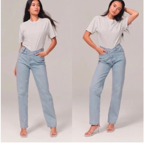 Abercrombie & Fitch High Rise Dad Jean Criss-Cross Crossover Waistband Size 26 - Picture 2 of 13